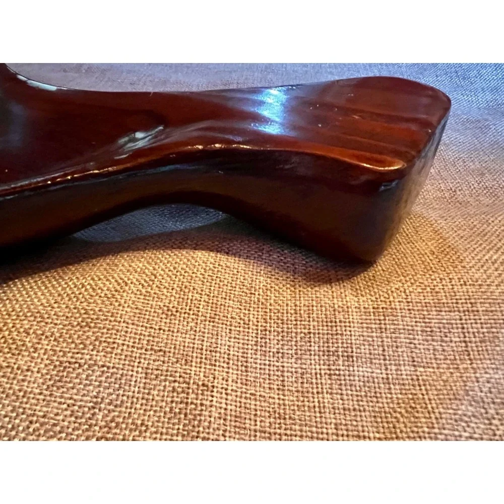 Vintage‎ Artisian Handcrafted Solid Wood Bowl or Handled Serving Tray 15